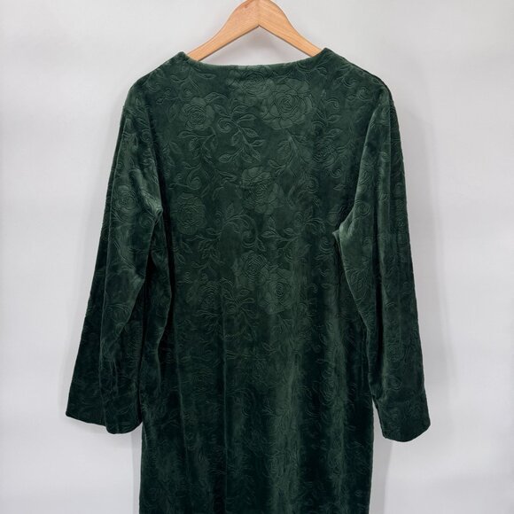 Miss Elaine Full Zip Gown Robe Womens Small Green Fleece Polyester Pockets - Picture 8 of 9